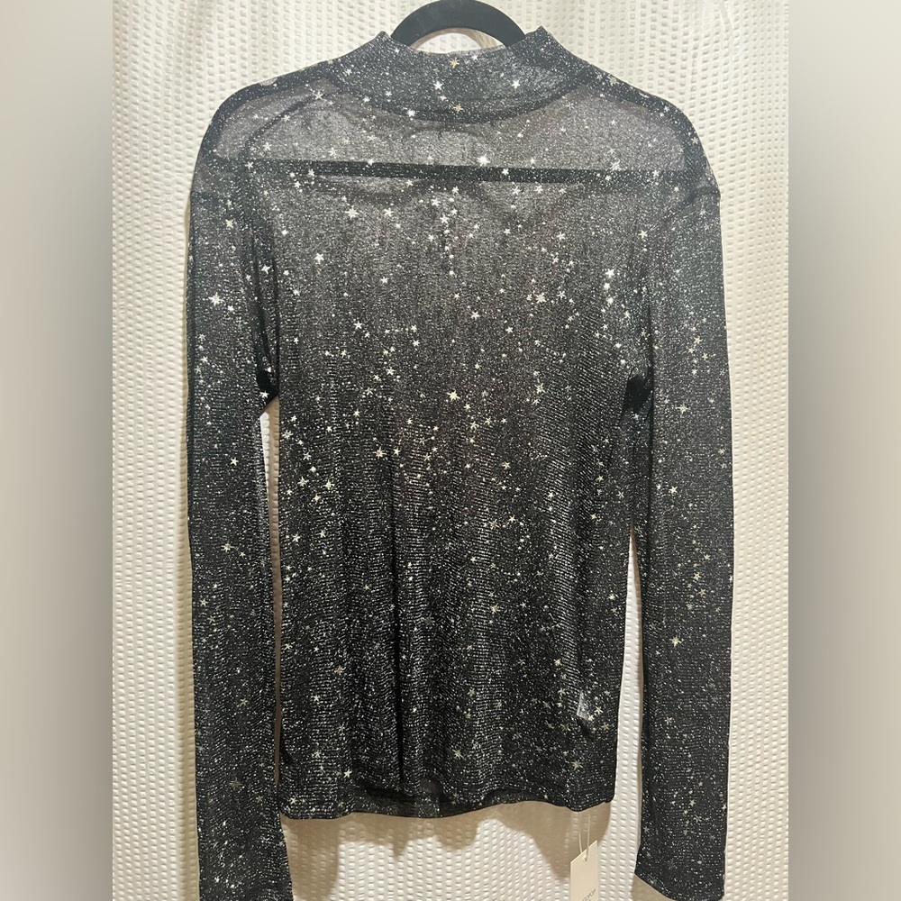 Mango Black Shimmer Long Sleeve Top